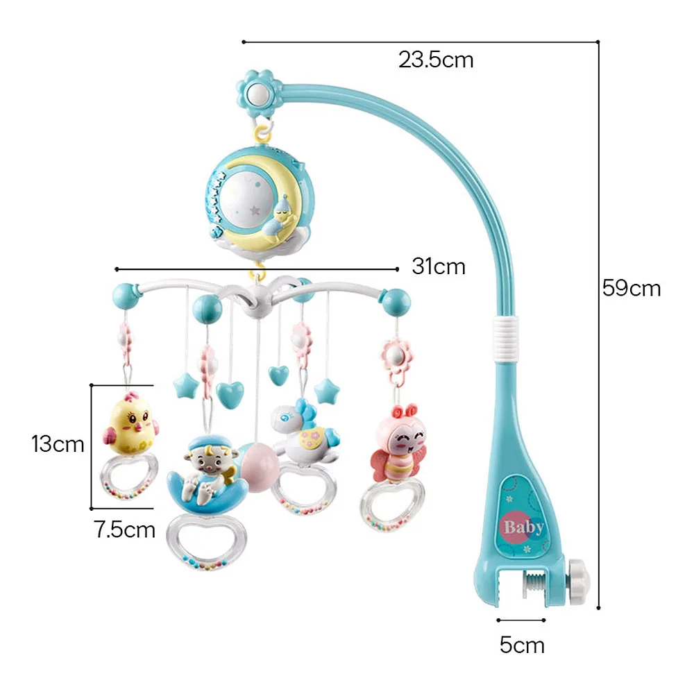 Koop Baby Elektronische Rammelaars Crib Speelgoed Houder Roterende Bed Bel Muziekdoos Projectie Pasgeboren Baby Sussen Grappige Afstandsbediening Speelgoed