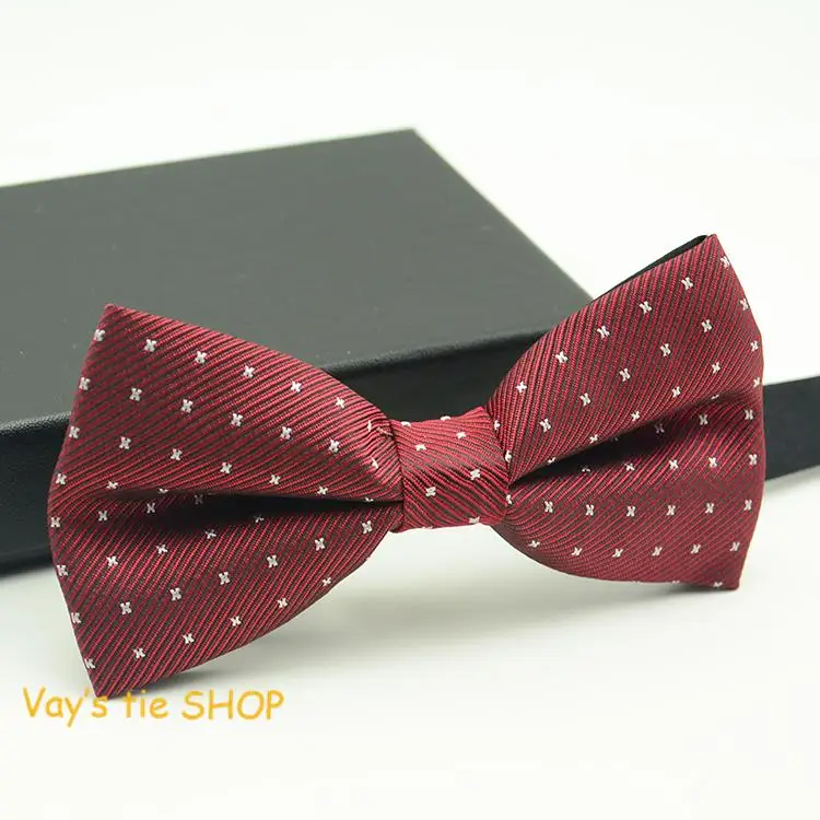 

2020 Classic Mens Fashion Solid Jacquard Dot Bowtie Wedding Tuxedo Party Black Red Navy Blue Bow Ties
