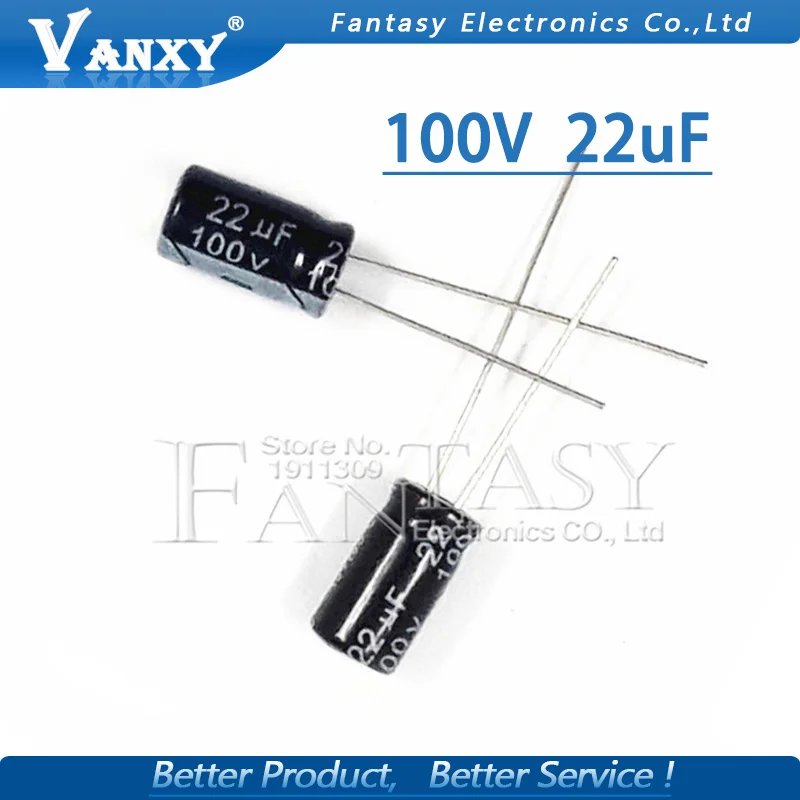 50 шт. электролитический конденсатор 100 в 22 мкФ 6 х11 мм|electrolytic capacitors|22uf 100vcapacitor