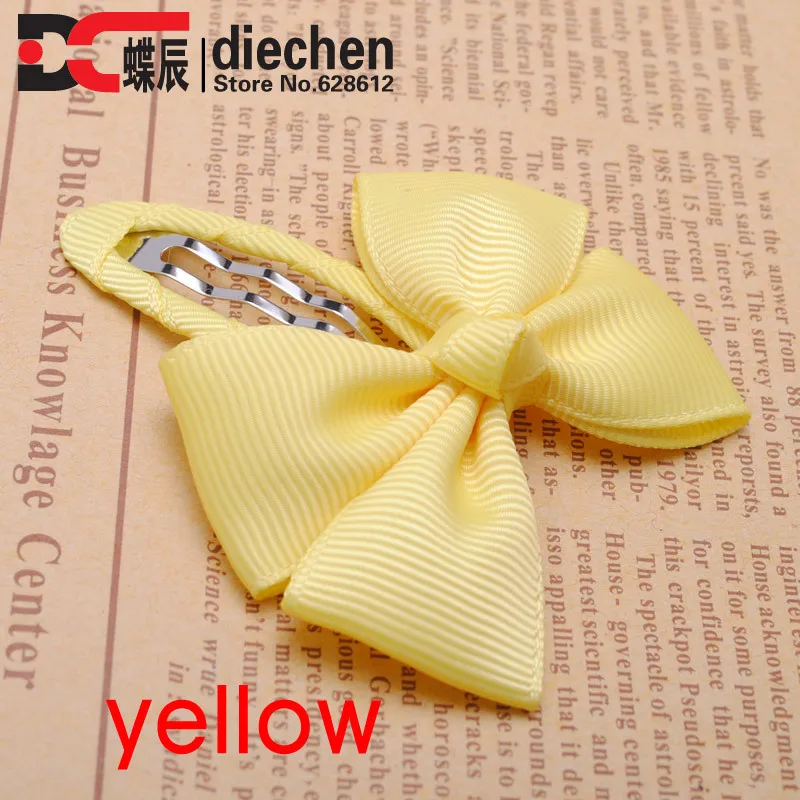 Yellow Hairclips 2 шт./лот сплошная корсажная лента банты для маленьких девочек заколки для волос Детские аксессуары разные цвета - Цвет: Yellow Hairclips