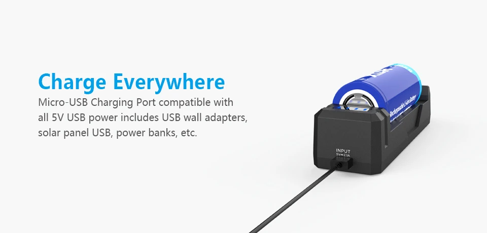 XTAR SC1 USB относится к 3,6 V/3,7 V Аккумуляторная 18650/18700/20700/21700/22650/25500/26650 литий-ионных батарей