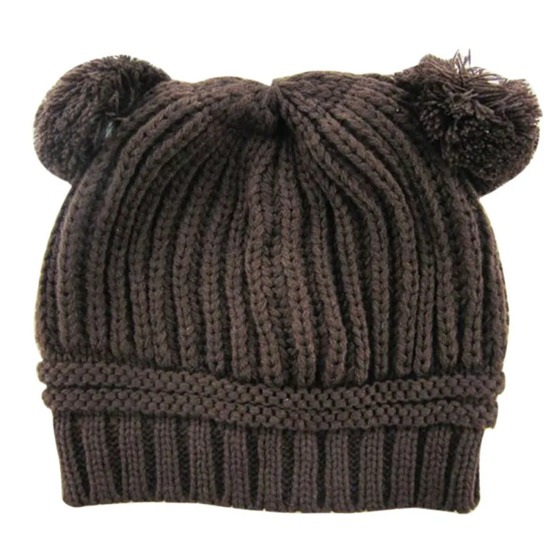 Зимняя теплая вязаная крючком шапка для девочек и мальчиков с двумя шариками из