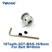 powge 1pcs 3gt timing pulley 16 teeth bore 5mm 6 35mm 8mm for width 9mm gt3 3mgt open belt small backlash 3gt pulley 16t 16teeth