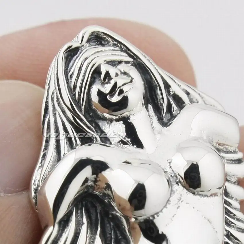 LINSION эротический голый сексуальный кулон для девушки серебряная Мужская