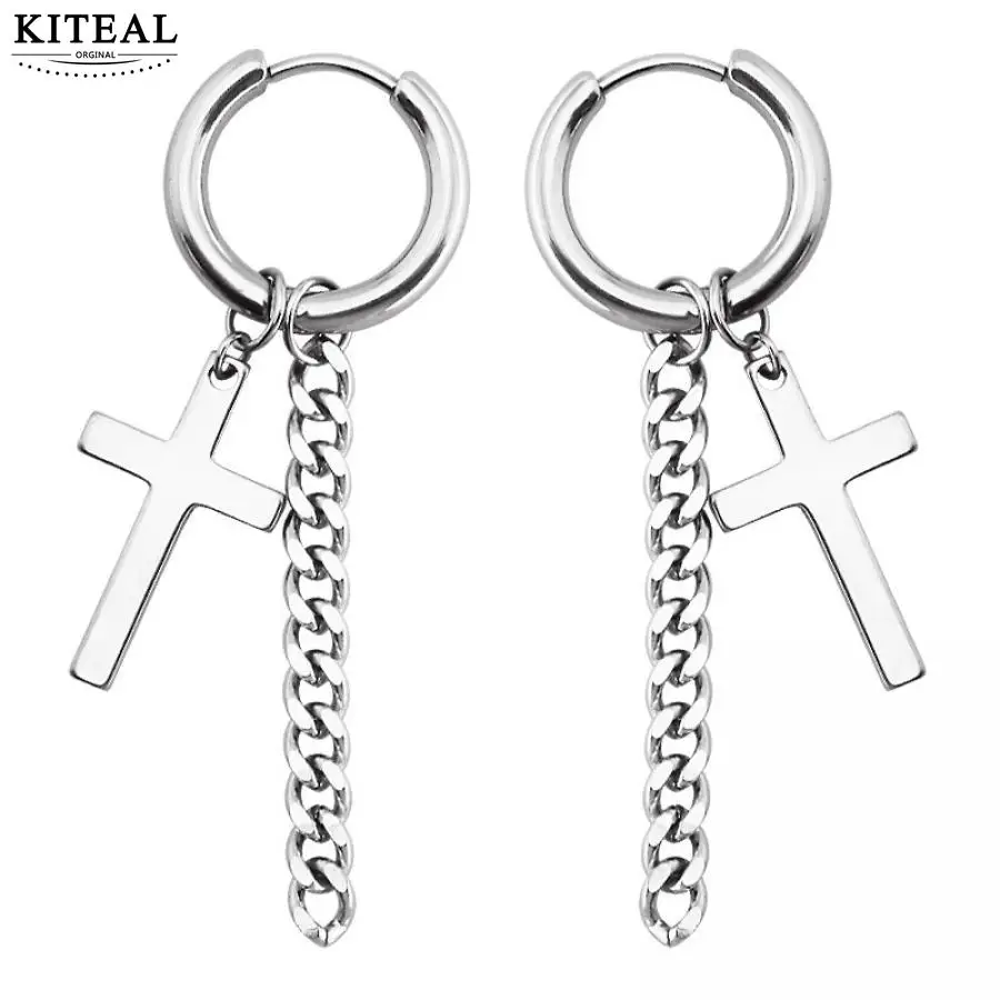 KITEAL высокое качество из нержавеющей стали джентльмен Серьги Крест кисточкой