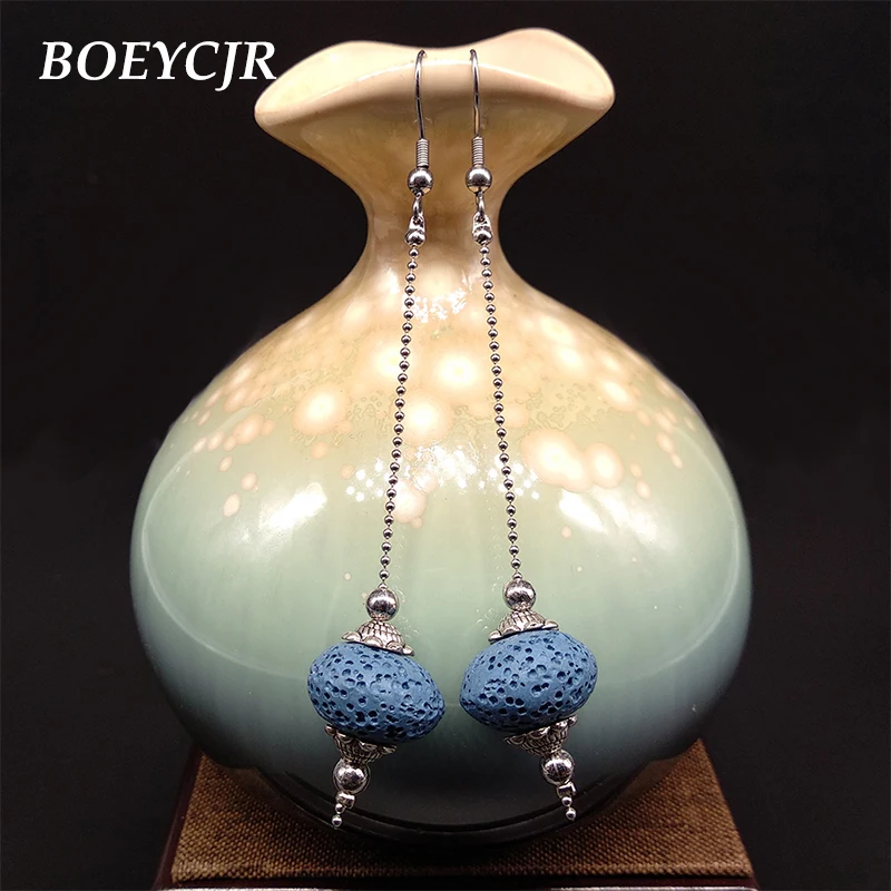 Женские серьги подвески BOEYCJR ручной работы из натурального камня|dangling earrings for