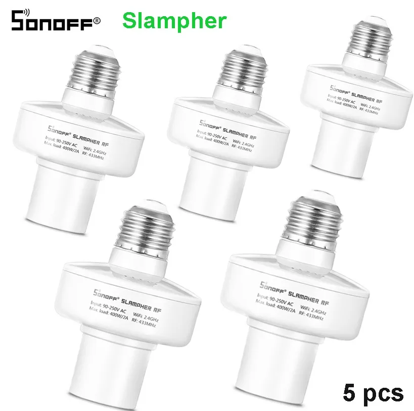 Itead Sonoff Slampher РФ 433 мГц Wi-Fi Умный Свет Держатель E27 Wi-Fi свет лампы накаливания Держатель поддерживает RF приемник для умного дома - Комплект: 5 PCS