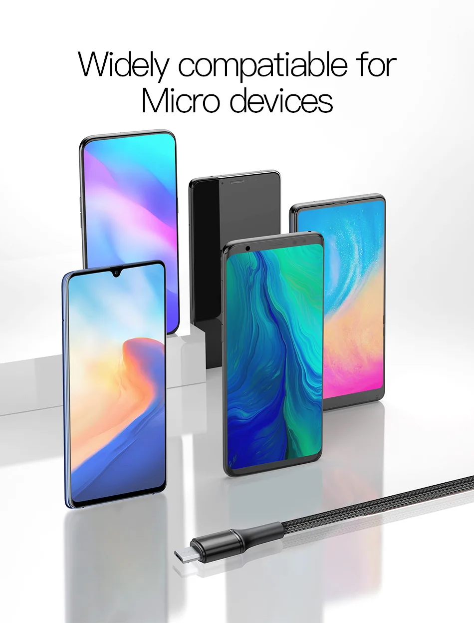 Baseus светодиодный кабель Micro USB, 3 А, быстрая зарядка, Кабель Microusb для samsung, Xiaomi, Android, провод для мобильного телефона, 3 м