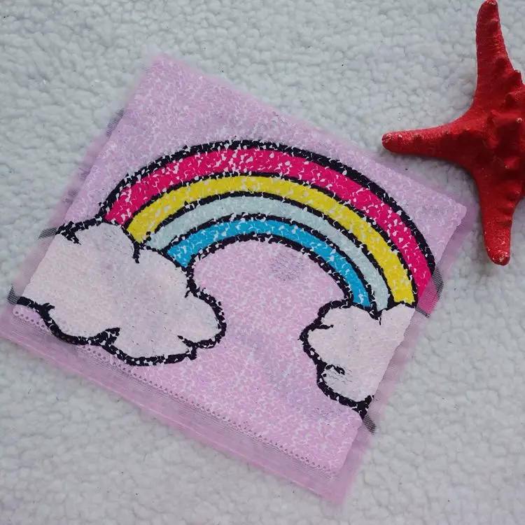5 шт./лот радужные двусторонние блестящие нашивки с единорогом обратной стороны