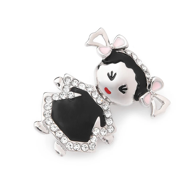 Inokeey Crying Little Girl Brooches Wearing Black Dress with 2 Ponytails Brooch Pins Princesses For Women | Украшения и