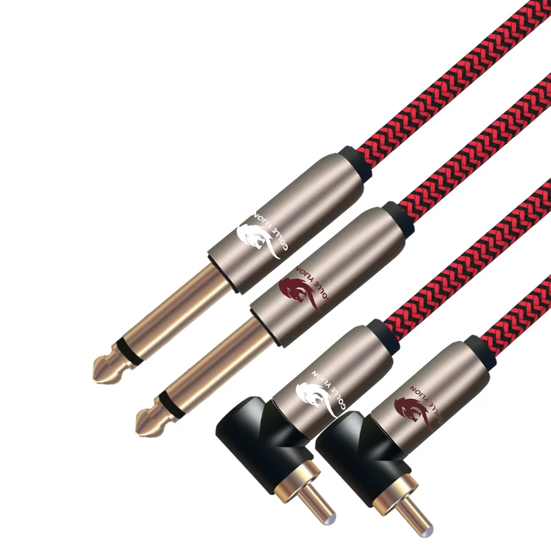 

2 RCA Male to Dual 1/4'' TS Mono 6.35mm Jack Audio Cable for Amplifier Mixer Consoles Speakers AV Receiver Shielded Cords