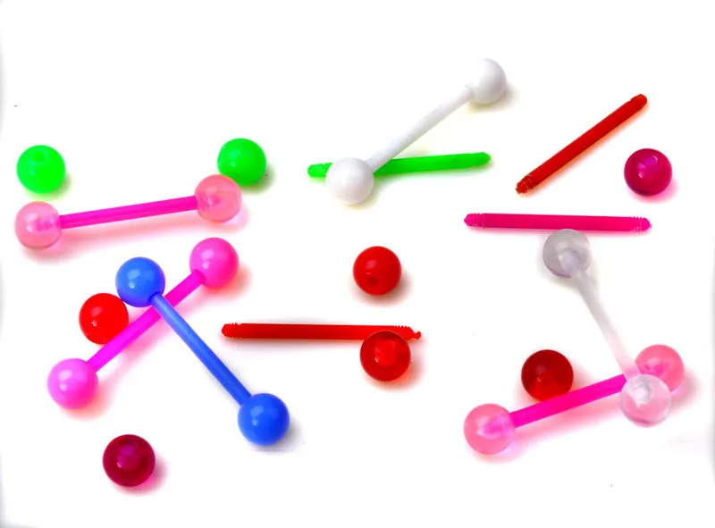 10 шт./лот цвет случайный гибкий акриловый язык стержень для сосков кольца штанга