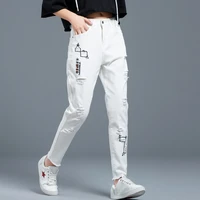 wqjgr white jeans female spring and autumn new ripped jeans for women embroidery high waist jeans women