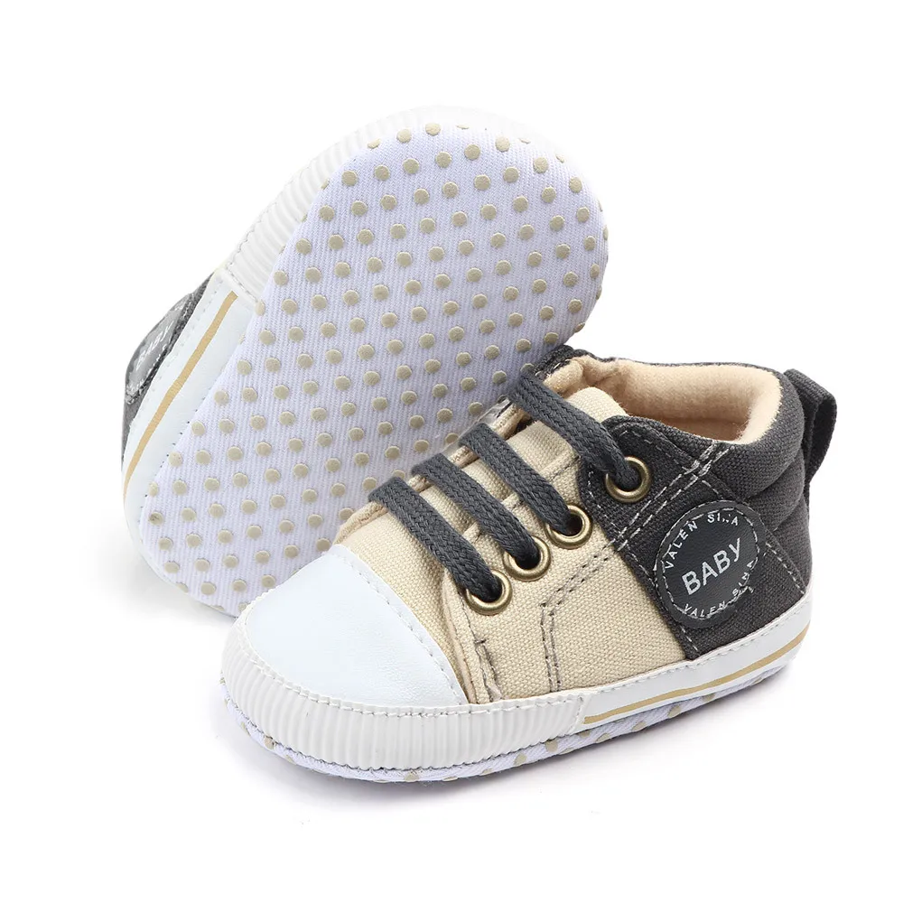Холщовые кроссовки для мальчиков мокасины первых шагов Нескользящие на шнуровке