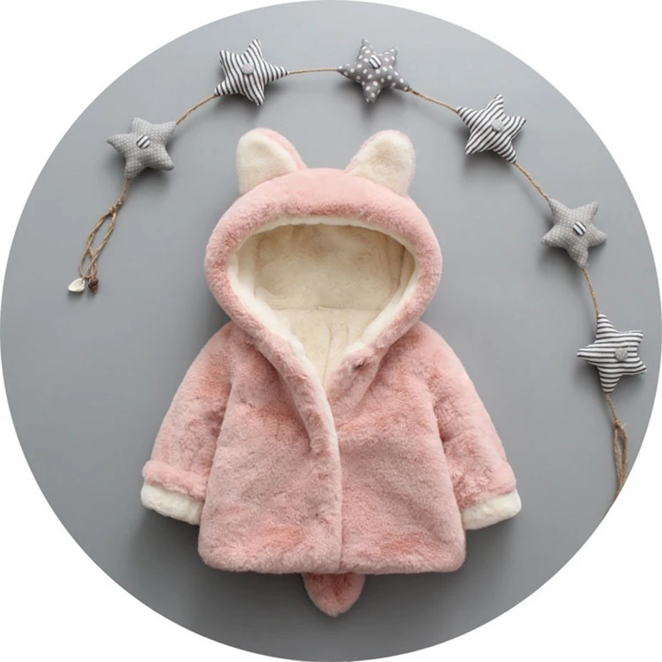 2018 new female baby rabbit fur sweater imitation children plus velvet thick coat 0-36m | Детская одежда и обувь