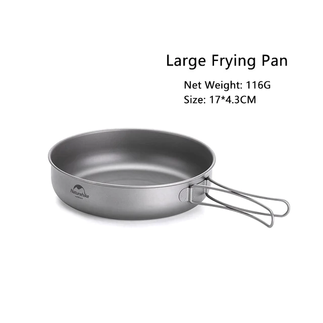 large frying pan Naturehike открытый титановый горшок Сковорода противень чашка кружка ультра-светильник Кемпинг Туризм Пикник посуда 800 мл 1250 мл - Цвет: large frying pan