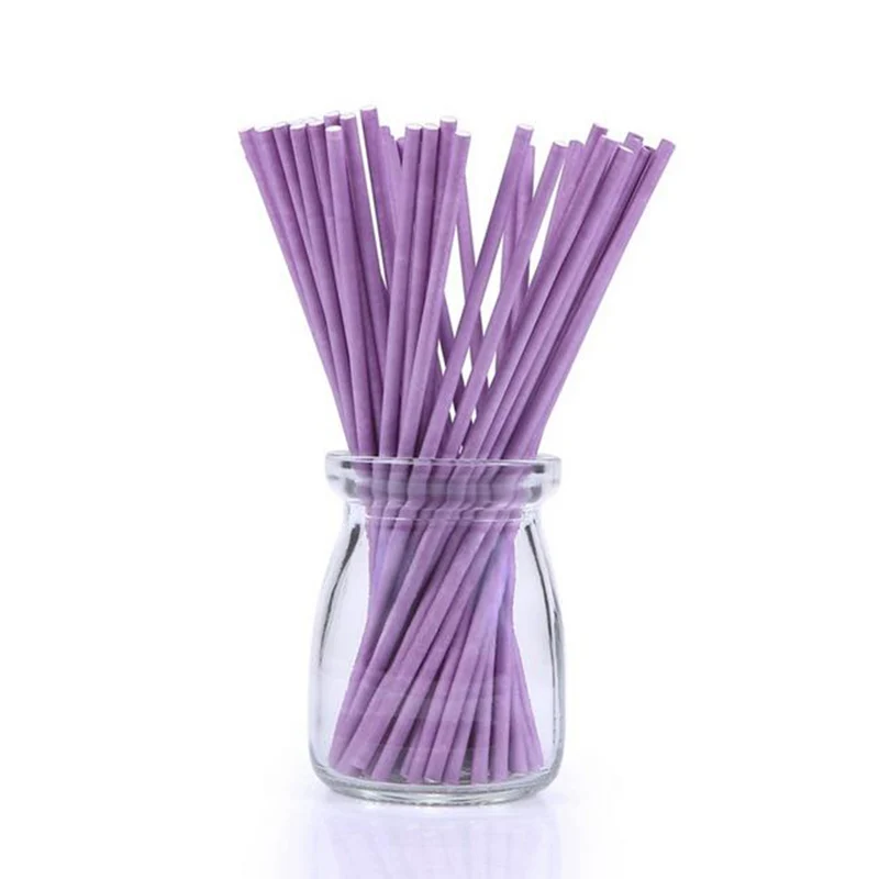 100pcs purple 100 шт. палочки для конфет украшение свадебного стола аксессуары для еды марки торт из леденцов Pops Бумажные палочки детский Декор для вечеринки в честь Дня Рождения - Цвет: 100pcs purple