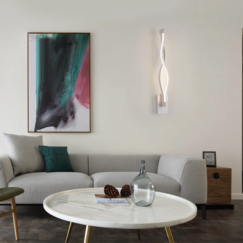 Modern minimalist bedroom wall lamps bedside headboard 16w AC96V-260V LED lamp black and white hallway lighting decora | Лампы и