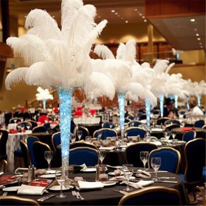 

100Pcs 6-22 inch (25-55cm) white Ostrich Feather plumes for wedding centerpiece party event decor festive decoration