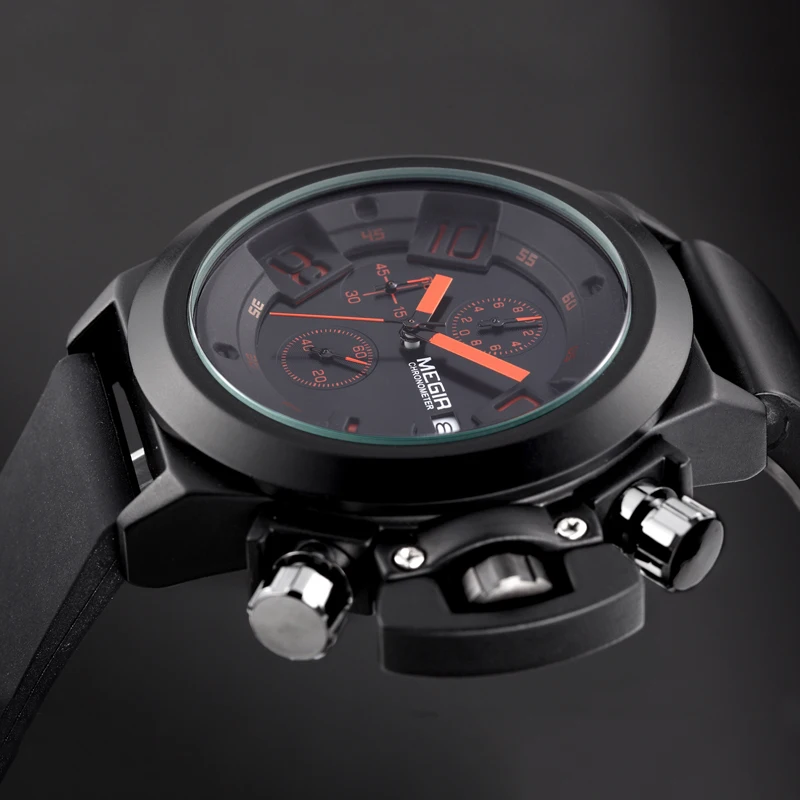 

MEGIR Multi-function Sports Silicone Strap Men Watch Waterproof Calendar Fashion Men's Watch Relogio Masculino Montre Homme