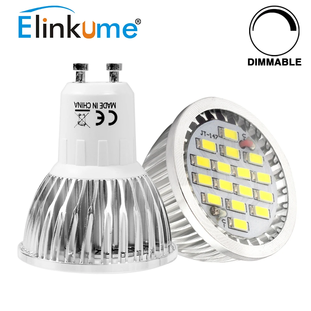 Elinkume 4/10 шт. GU10 Dimmabl светодиодный лампы 5 Вт Точечный светильник лампа 16 шт. SMD2835 энергосберегающий светильник 220 В ампулы для вниз светильник
