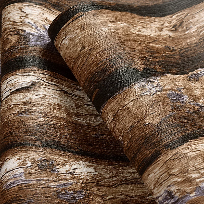 

beibehang Chinese style retro imitation bark wallpaper background wallpaper simple living room became stereo PVC wood wallpaper