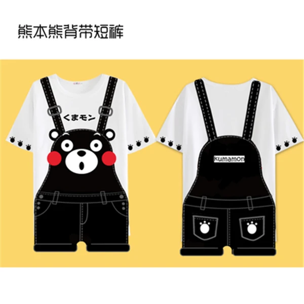 

Japanese Anime! Kumamon Strap Shorts T-shirt Set Cosplay Female Costume Strap Shorts+T-shirt Free Shipping