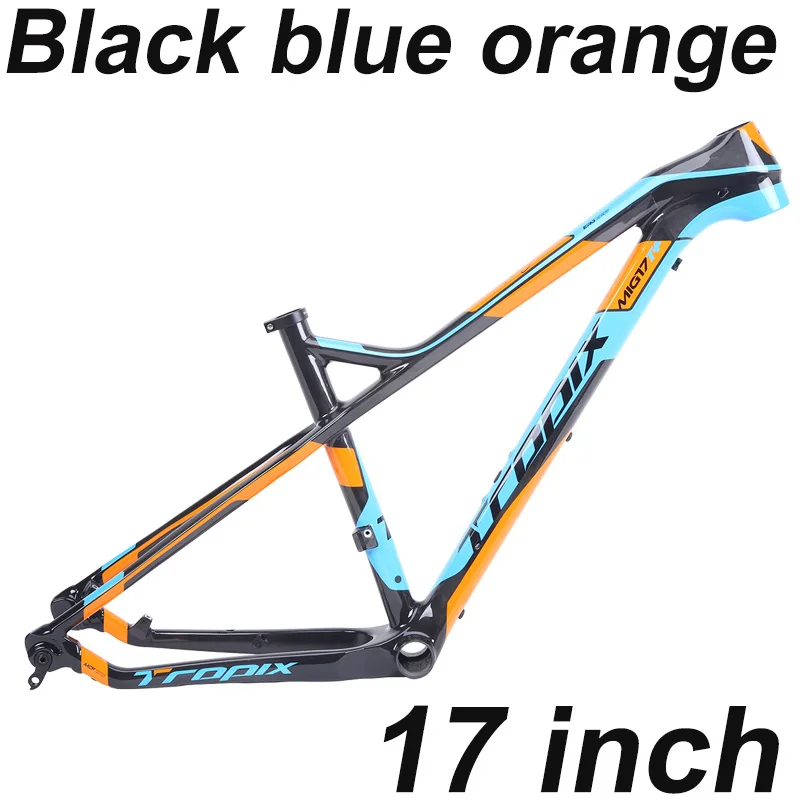 Black blue orange 17 Tropix рама карбоновая для горного велосипеда 27,5 er 142 мм* 12 мм через ось велосипедная Рама T800 углеродное волокно 15 17 дюймов Bb90 650b Mtb Xc 2019new - Цвет: Black blue orange 17