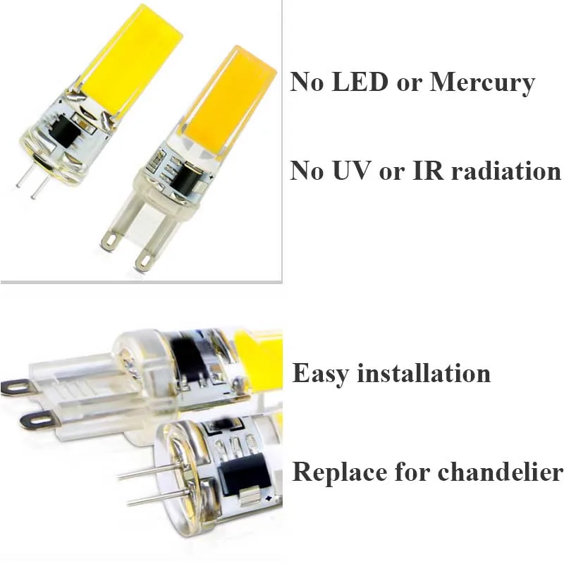 Szvfun COB Led G4 12V Светодиодная лампа E14 G9 220v Lampa с регулируемой яркостью силиконовая