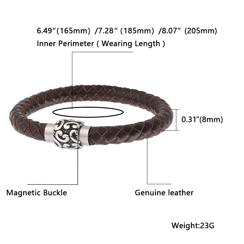 Мужской коричневый тканый кожаный браслет в стиле ретро с минималистичным