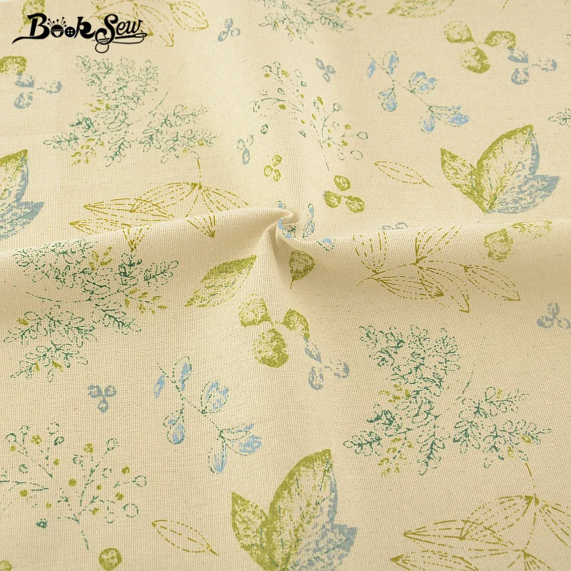 Домашний текстиль booksew хлопчатобумажная льняная ткань Зеленый лист дизайн