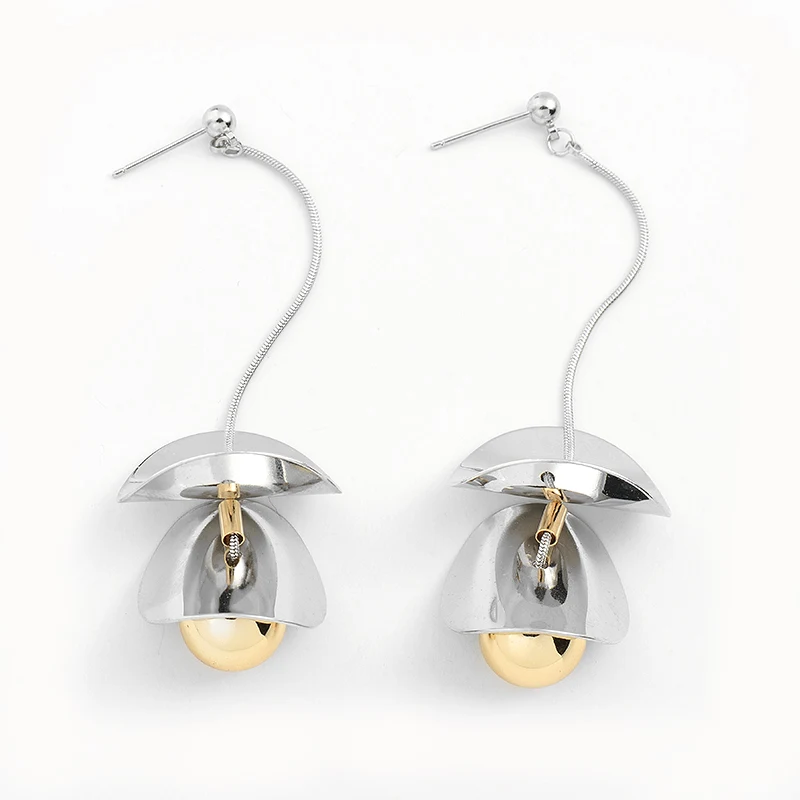 Wild&ampFree Luxury Jewelry Curved Discs Irregular Drop Earrings Gold Silver Color CCB Bead Earring For Women Anniversary Gift | Украшения