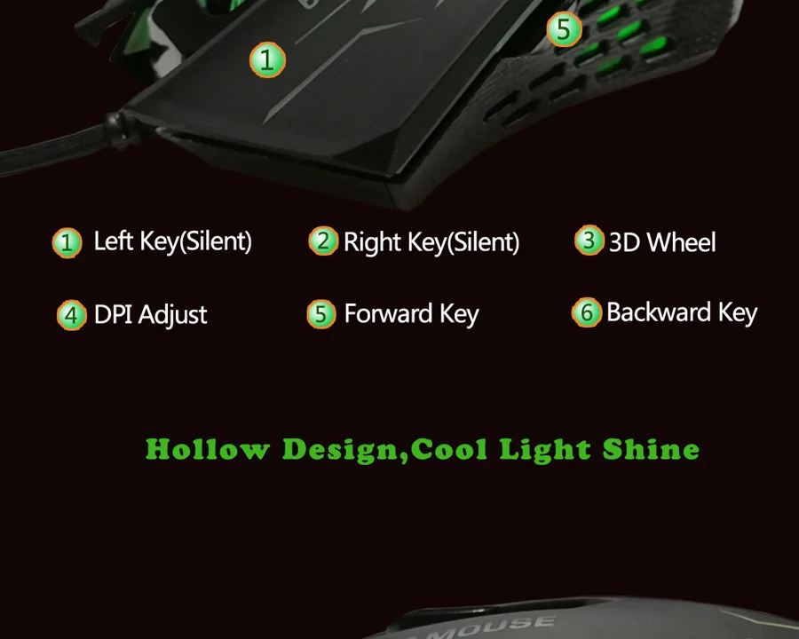 Проводная игровая мышь Forka Silence Click 3200 dpi, 6 кнопок, бесшумная оптическая мышь, Мыши для ПК, компьютера, ноутбука, профессиональная геймерская мышь