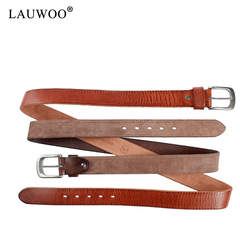 LAUWOO Men belt leather original Top grain Casual belts Pin buckle genuine men Cowhide strap Male Cinto | Аксессуары для одежды
