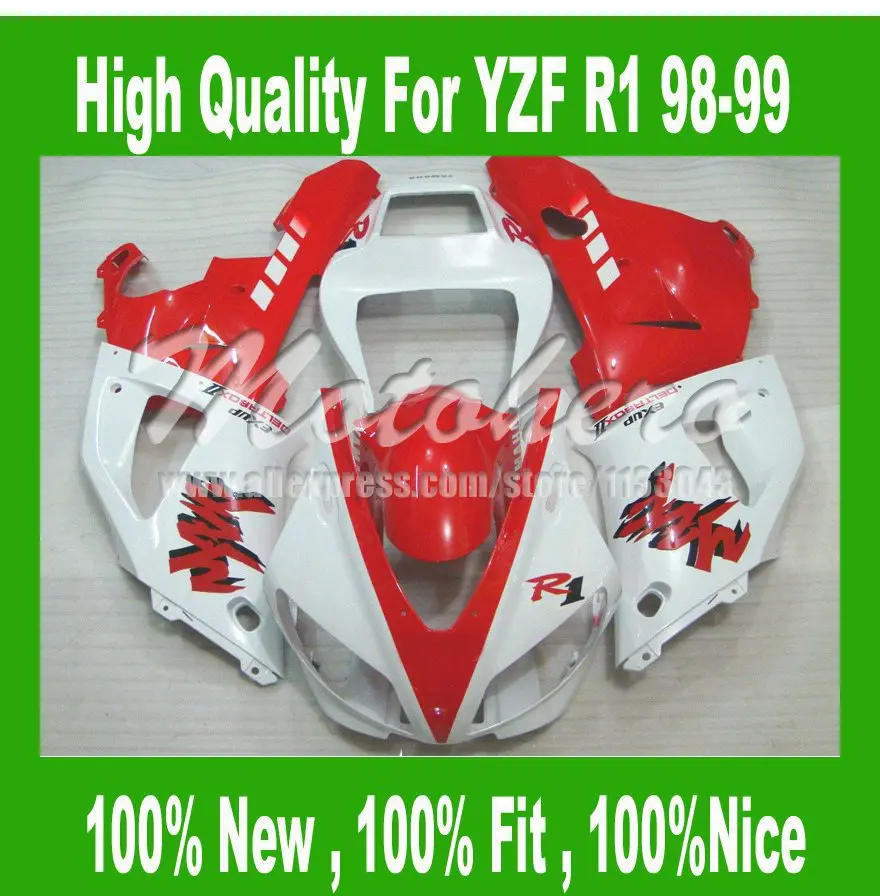 

100%Fit Injection fairing for YAMAHA YZF R1 98 99 YZF R1 1998 1999 YZF1000 R1 98 99 YZF-R1 98 99 fairing kits white red # 882YY