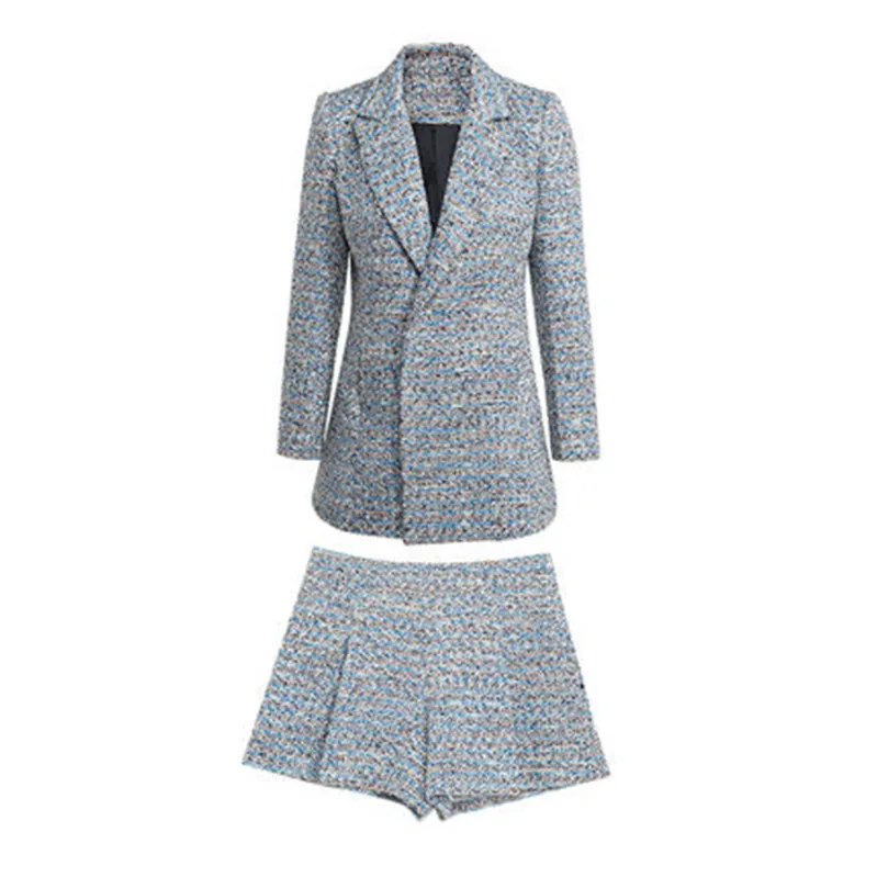 Tweed small fragrance suit jacket fashion shorts suit European and American women's new fashion ladies two-piece JQ1758