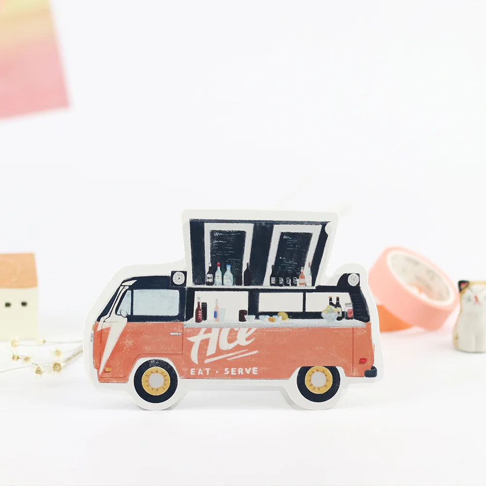 30 шт./лот продовольственный грузовик Мультяшные животные кавайные открытки