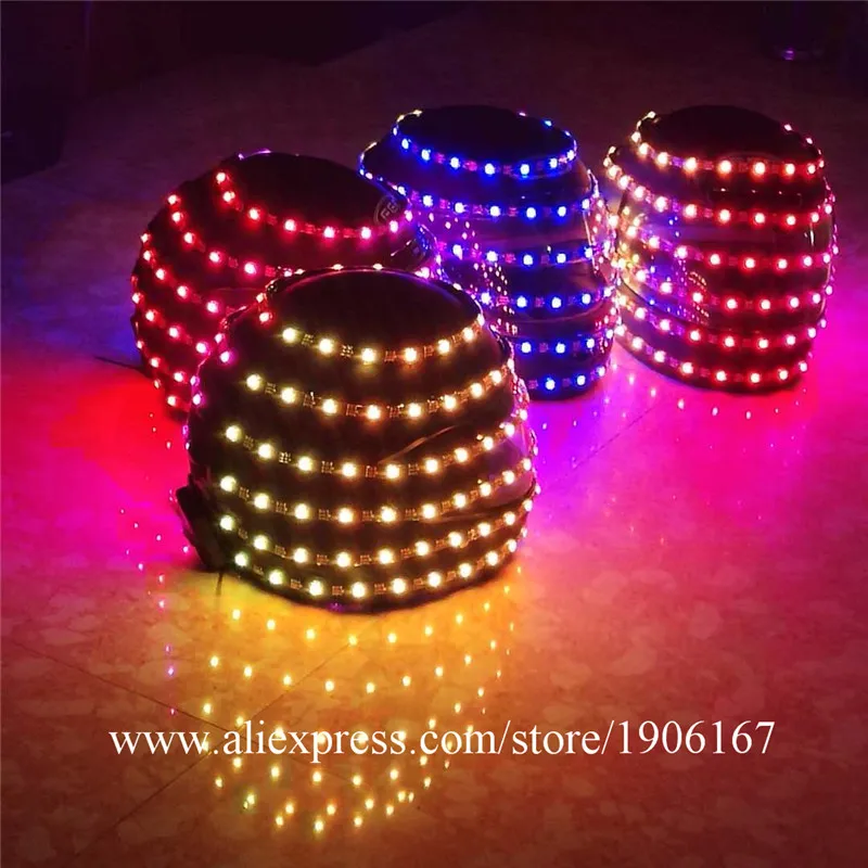 Полноцветный светодиодный светящийся робот шлем RGB LED растущий мигающий Хэллоуин