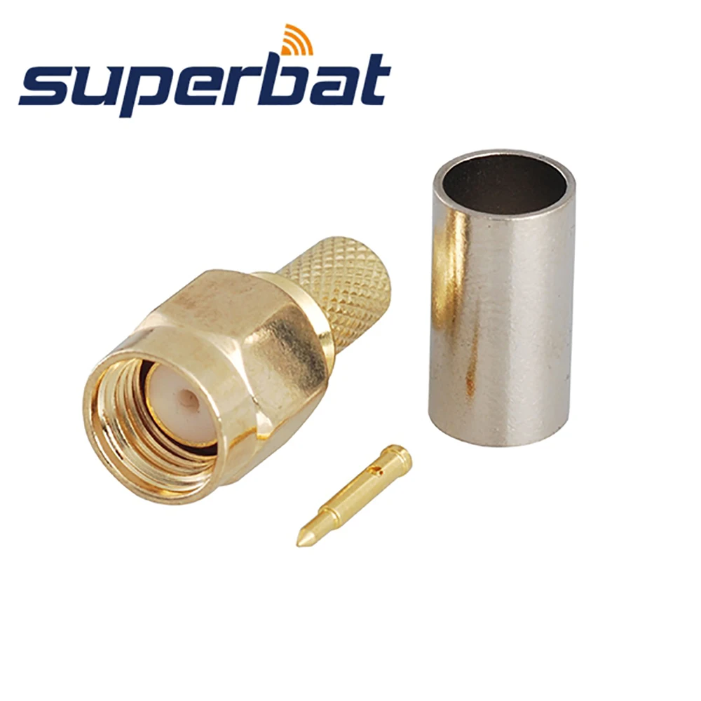 Superbat радиочастотный коаксиальный разъем SMA контактный штекер прямой обжимной для RG59 LMR200 коаксиальный кабель для базовой станции антенны