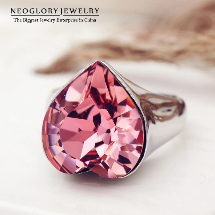 Neoglory Австрийский Хрустальное сердце любовь дизайнер палец ringsfor Для женщин jewelry
