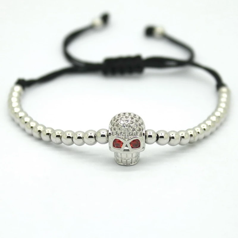 Браслеты XQNI из розового золота с шармами модные ювелирные изделия мини-Череп