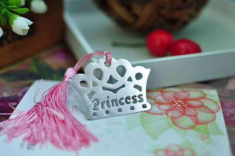 10 шт. милые серебряные закладки принцессы в коробке с короной принца для свадьбы