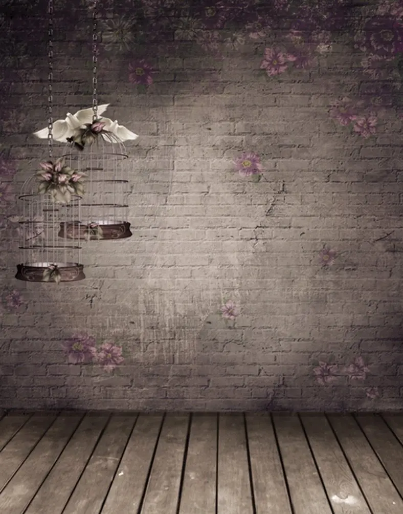

Фон для фотосъемки с изображением деревянного пола винтажной стены цветов птичьей клетки реквизит для фотостудии 5x7 футов