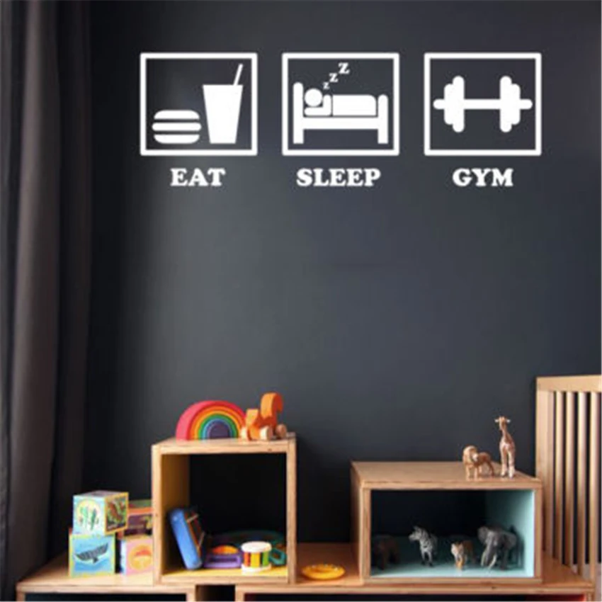 

Eat Sleep GYM Decals Wall Art Stickers Decals for kids rooms Living Room Home Decoration Mural D839