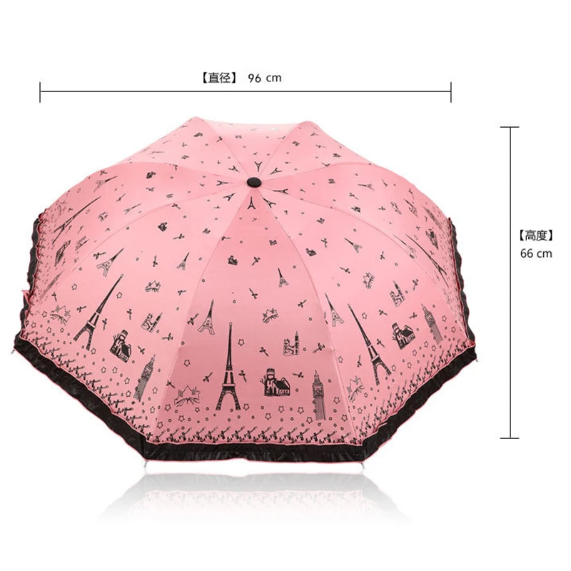 

YADA Tower Folding Charms Umbrella Rain Women uv Black Coating Umbrella High Quality Brand Windproof Umbrellas Best Seller YS082