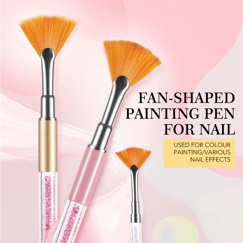 1 шт. кисть для дизайна ногтей форма веера ручка покраски Стразы Очистки Ручка