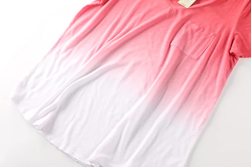 MS Большие размеры футболка с короткими рукавами Градиент и крашение v-образным