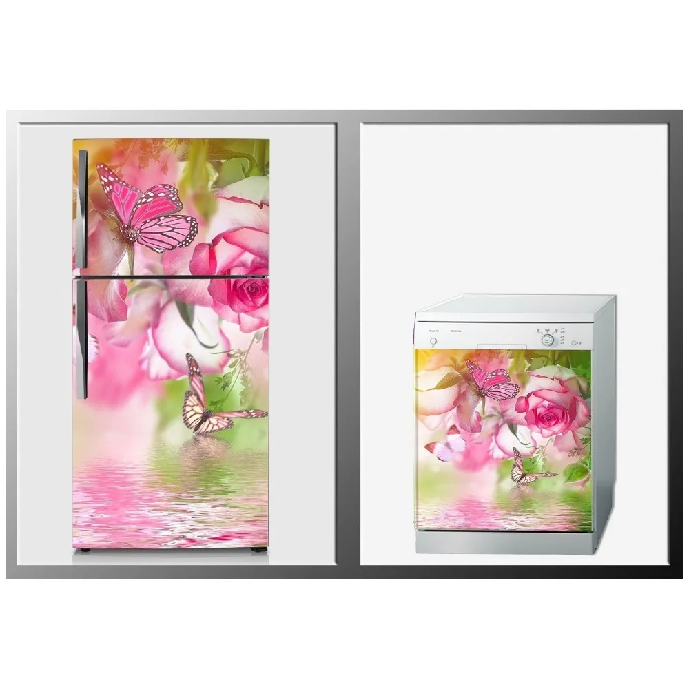3D наклейка на холодильник Риверсайд Бабочка посудомоечная машина дверь крышка