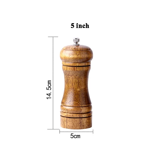 5 inch XITUO 5'8'10' дюймов деревянная мельница для перца приправа кухонная дубовая мельница ручной регулируемый порошок специй мельница набор инструмент для приготовления пищи легко - Цвет: 5 inch