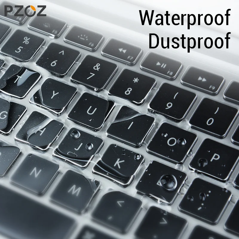 PZOZ силиконовый защитный чехол для клавиатуры для Apple Macbook Pro MAC 15 Air 13 с сенсорной панелью, мягкая клавиатура, прозрачный чехол